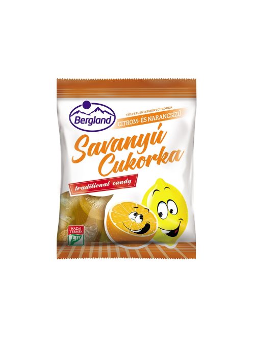 Bergland bomboane acre cu aromă de lămâie și portocale, neumplute - 70 g