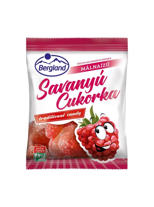 Bergland bomboane acre cu aromă de zmeură, fără umplutură - 70 g