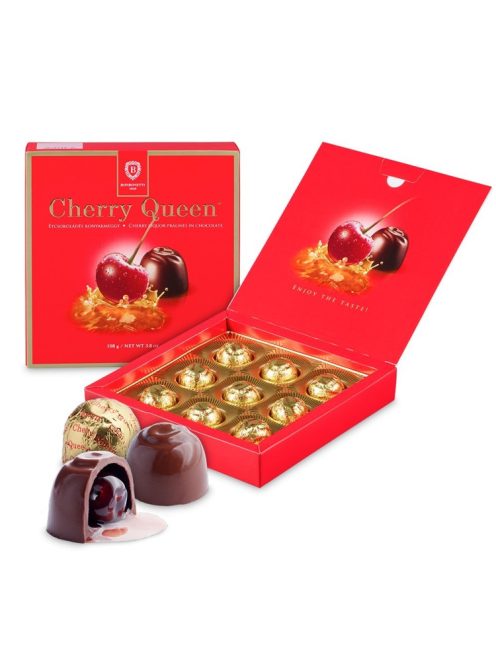 Cherry Queen bomboane cu vișine și ciocolată neagră cu alcool - 108g