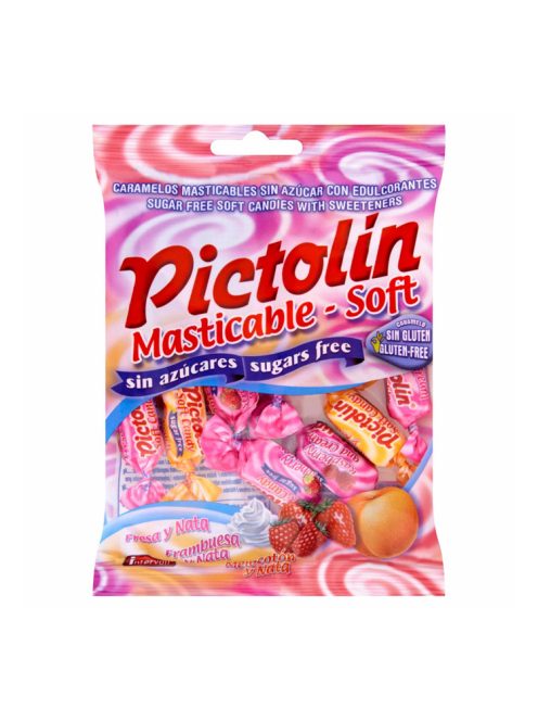PICTOLIN Caramel moale fără zahăr cu aromă de fructe și cremă - 65 g