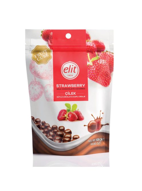 Elit Fruit Cube drajeuri cu ciocolată cu lapte și căpșuni - 125g