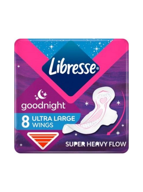 Libresse Ultra Goodnight absorbante cu aripi mari - 8 buc