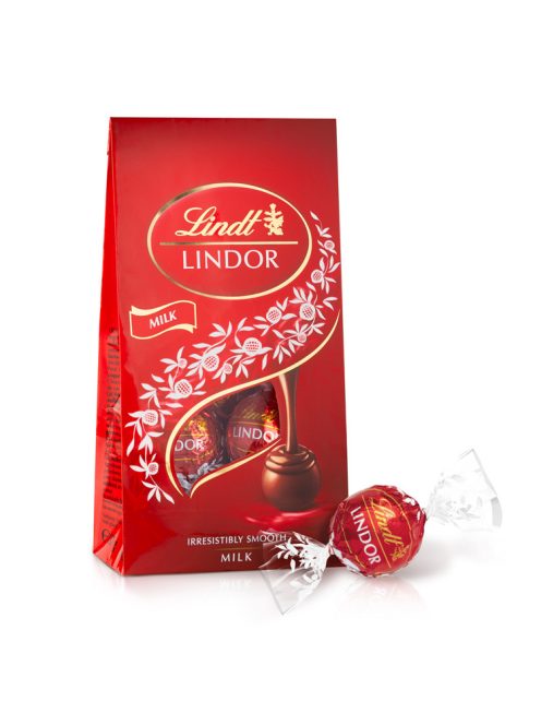 Lindor Milk bile de ciocolată cu lapte în pungă decorativă - 137g