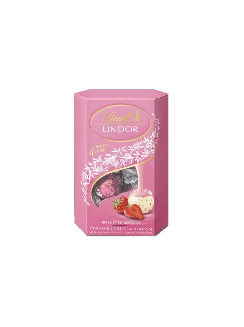 Lindor Strawberry bile de ciocolată albă cu căpșuni în cutie cadou - 200g