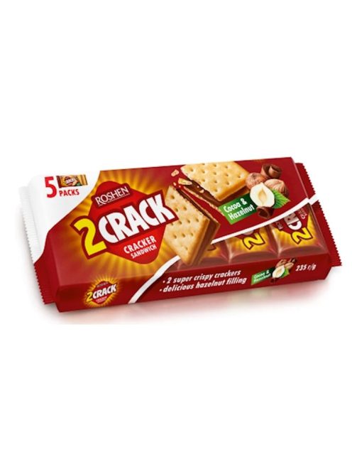 Roshen 2Crack biscuiți umpluți cu cremă de cacao și nucă- 235g