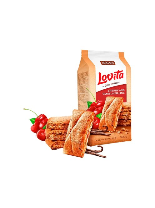 Roshen Lovita Cake Cookies prăjitură pentru ceai de cireșe și vanilie - 168g