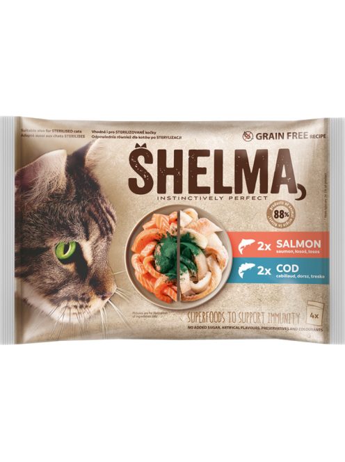 Shelma hrană umedă cu solomon pentru pisici - 4x85g