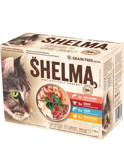 Shelma mix de carne și pește hrană umedă - 12x85g