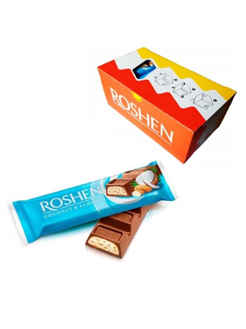 Roshen baton de ciocolată cu lapte cu nucă de cocos și migdale - 29 g