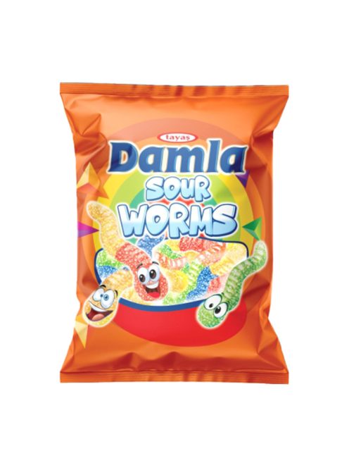Damla Ursuleți gumă de jeleu cu aromă de fructe mixte worm sour - 80 g
