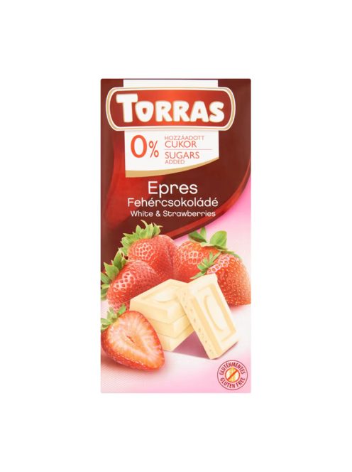 Torras ciocolată albă  cu căpșuni și fără zahăr adăugat - 75 g