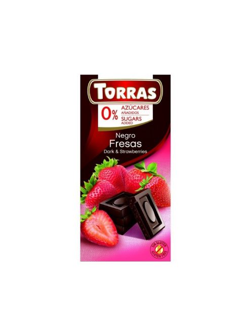 Torras ciocolată neagră cu căpșuni fără zahăr adăugat - 75g