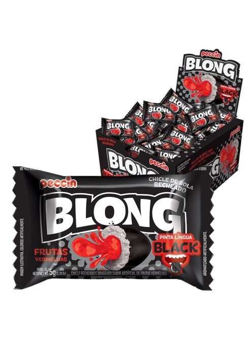 Blong Black Bubble gum gumă de mestecat umplută cu aromă de fructe - 40x5 g