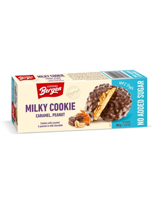Bergen Milky Cookie biscuiți cu ciocolată cu lapte, caramel și alune - 100g
