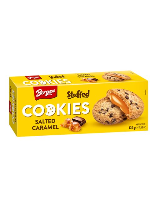 Bergen Biscuiți umplți cu caramel sărat și cu bucăți de ciocolată - 130g